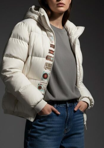 Mixed Media Snow Puffer Jacket